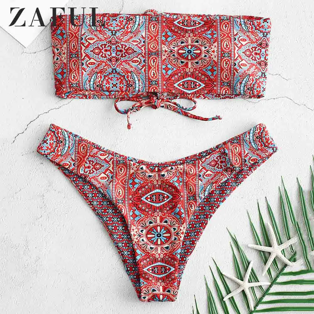 ZAFUL Ethnic Lace Up Bandeau Bikini 2pieces Set Strapless Padded Swim Suit Ethnic Bandeau Reversible Vintage Pullover Swimwear
ZAFUL Ethnic Lace Up Bandeau Bikini 2pieces Set Strapless Padded Swim Suit Ethnic Bandeau Reversible Vintage Pullover Swimwear