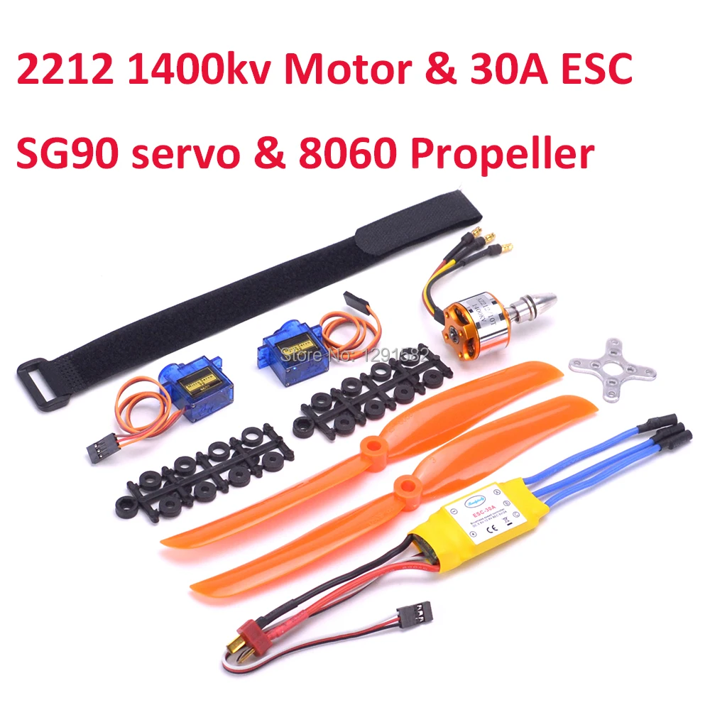 A2212 2212 1400KV Brushless Motor 30A ESC Motor Mount 8060 Propeller SG90 9G Micro Servo set for RC Fixed Wing Plane Helicopter
A2212 2212 1400KV Brushless Motor 30A ESC Motor Mount 8060 Propeller SG90 9G Micro Servo set for RC Fixed Wing Plane Helicopter