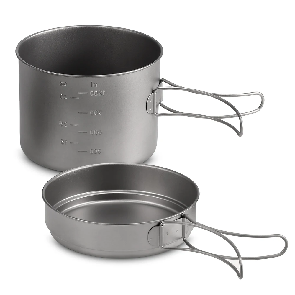 Lightweight Camping Pot Pan 1100ML / 1600ML Titanium Pot Pan Set Outdoor Cookware Set Tableware Cooking Tool with Folding Handle
Lightweight Camping Pot Pan 1100ML / 1600ML Titanium Pot Pan Set Outdoor Cookware Set Tableware Cooking Tool with Folding Handle