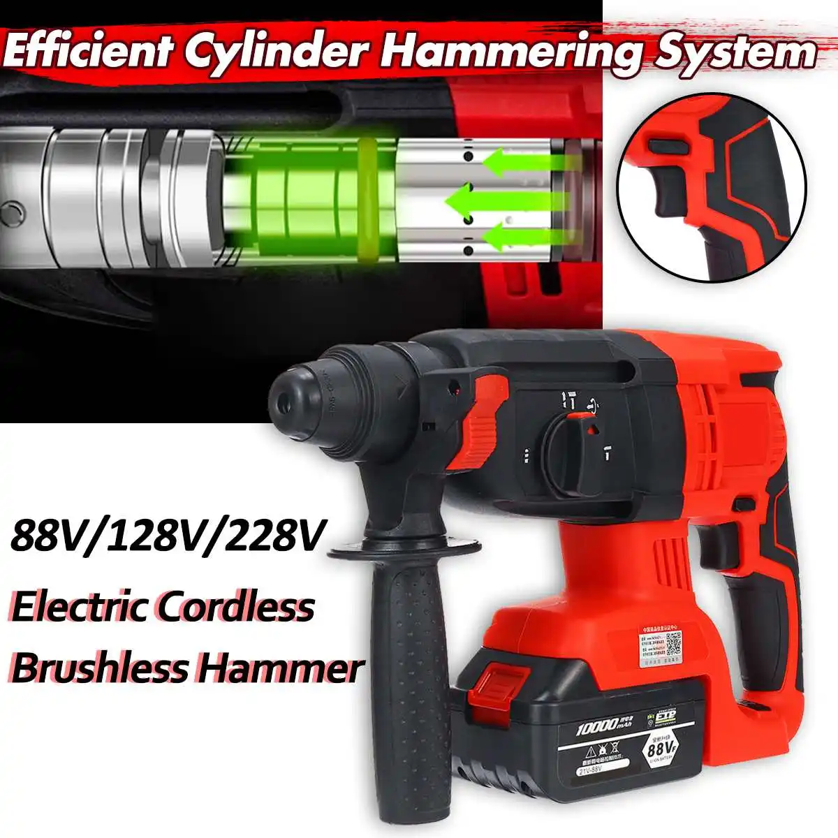 100-240V 3 in 1 88V/128V/228V Electric Cordless Brushless Hammer Impact Power Drill with 10000/19800/25800mAh Lithium Battery
100-240V 3 in 1 88V/128V/228V Electric Cordless Brushless Hammer Impact Power Drill with 10000/19800/25800mAh Lithium Battery