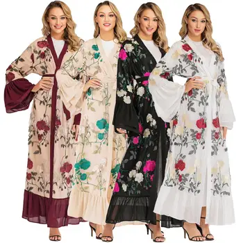 Floral Print Abaya Dubai Open Front Chiffon Kimono Cardigan Kaftan Muslim Maxi Long Dress Robe Flare Sleeve Islamic Clothing New
Floral Print Abaya Dubai Open Front Chiffon Kimono Cardigan Kaftan Muslim Maxi Long Dress Robe Flare Sleeve Islamic Clothing New