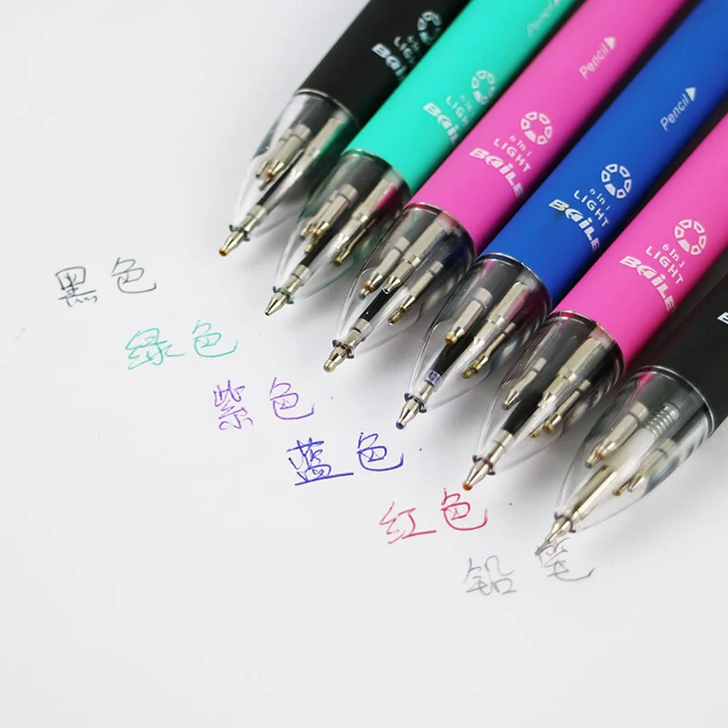 6 In 1 Ballpoint Pen 5 Colors Ball Pen 1 Automatic Pencil Multicolor With Eraser Ball Pen For School Office Novely Stationery
6 In 1 Ballpoint Pen 5 Colors Ball Pen 1 Automatic Pencil Multicolor With Eraser Ball Pen For School Office Novely Stationery
