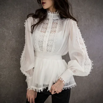 woman's blouses summer 2019 stand collar lantern sleeve chiffon stitching lace tops shirts women's ruffles korean elegant shirt
woman's blouses summer 2019 stand collar lantern sleeve chiffon stitching lace tops shirts women's ruffles korean elegant shirt
