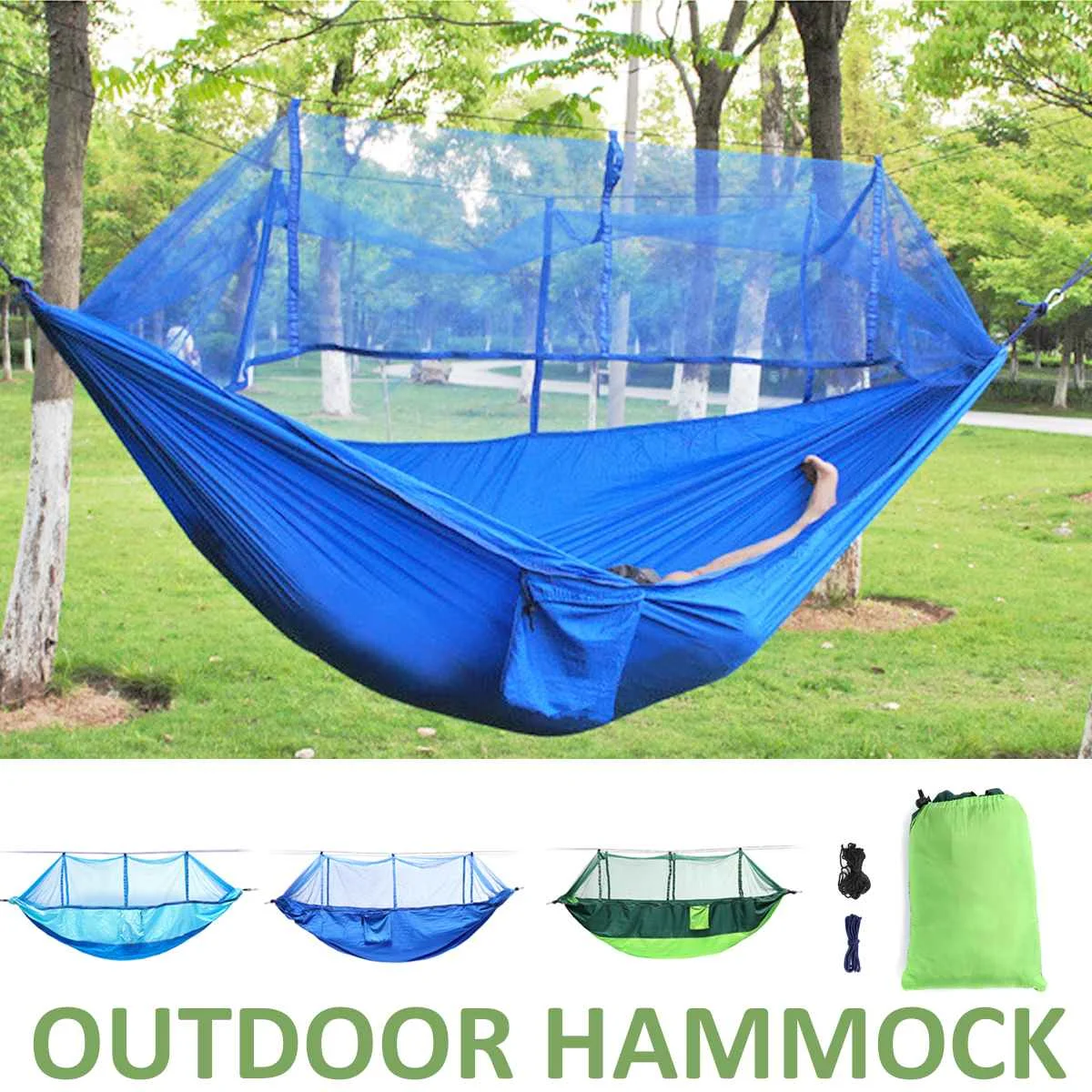 1-2 Person Portable Hammocks with Mosquito Net Double Parachute Cloth Mesh Outdoor Garden Camping Travel Hammocks Hanging Bed
1-2 Person Portable Hammocks with Mosquito Net Double Parachute Cloth Mesh Outdoor Garden Camping Travel Hammocks Hanging Bed