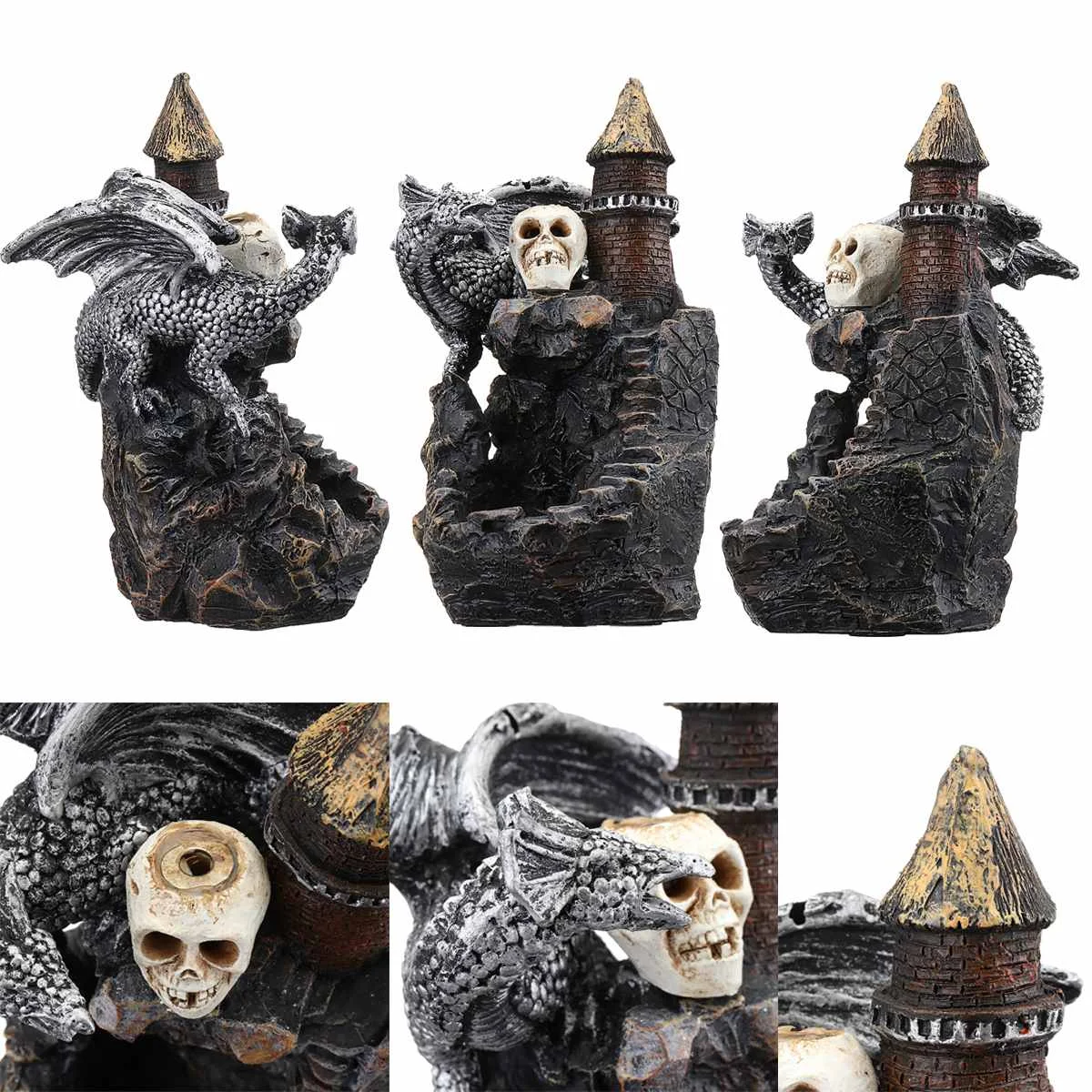 

Dragon Incense Burner Holder with Cones Backflow Cone Censer Office Desk Home Decor Teahouse Ornaments Buddhist Art Crafts Gift