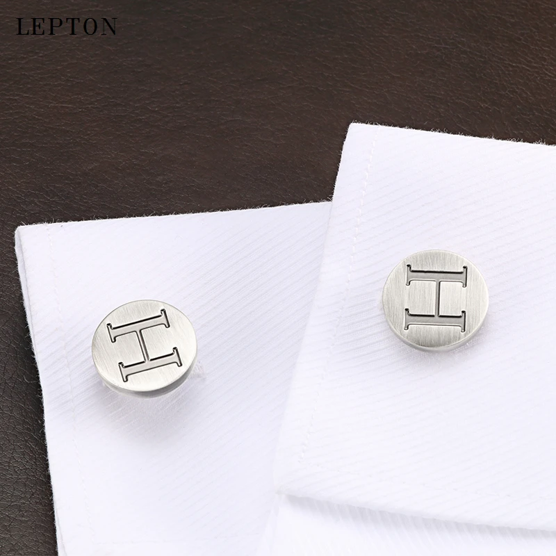 

Lepton Letters of an alphabet H Cufflinks For Mens Classic Antique Silver plated Letters H cuff links Men shirt cuffs Cufflink