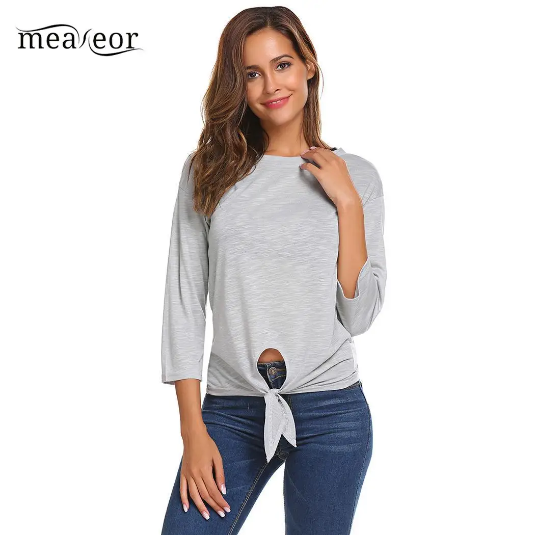 Meaneor Front Tie Women Shirts Fashion O-Neck Long Sleeve Autumn T-shirts Pullovers Solid Women Tops Causal Female T-Shirt Tees
Meaneor Front Tie Women Shirts Fashion O-Neck Long Sleeve Autumn T-shirts Pullovers Solid Women Tops Causal Female T-Shirt Tees