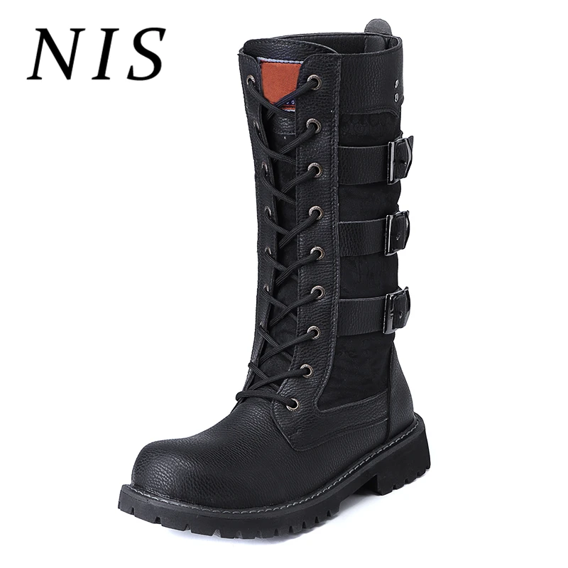 NIS Male Fashion Motorcycle Boots Men Shoes Spring Autumn PU Leather Lace-up Mid-calf Boots Three Buckle High Top Man Shoes New
NIS Male Fashion Motorcycle Boots Men Shoes Spring Autumn PU Leather Lace-up Mid-calf Boots Three Buckle High Top Man Shoes New
