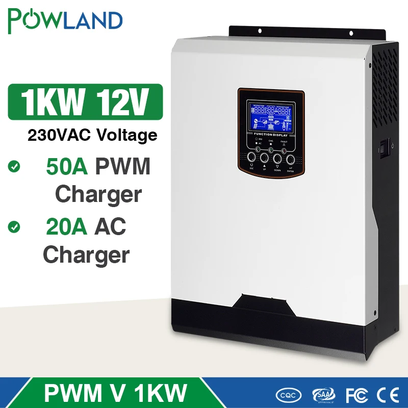 Solar Inverter 1KW 12V 220V Pure Sine Wave Hybrid Inverter Built-in 50A PWM Solar Charge Controller Battery inversor
Solar Inverter 1KW 12V 220V Pure Sine Wave Hybrid Inverter Built-in 50A PWM Solar Charge Controller Battery inversor