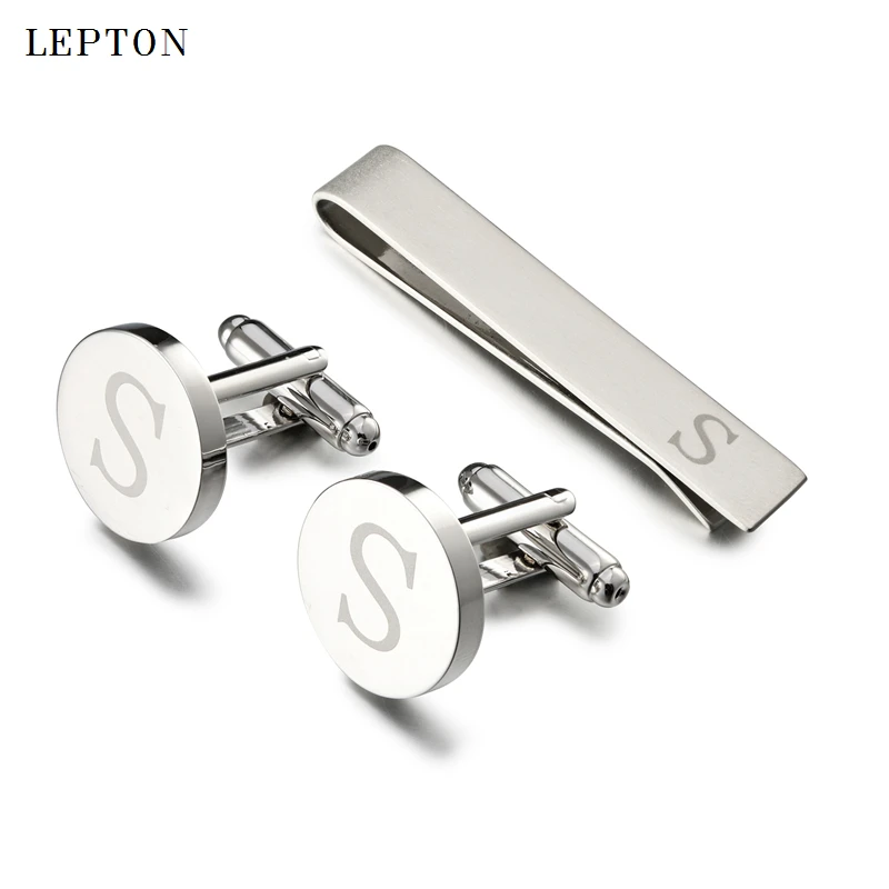 

Lepton Letters Cufflinks & Tie Clips Set Silver Color Letters Of An Alphabet S Cufflinks For Mens Shirt Cuffs Cufflink Gemelos
