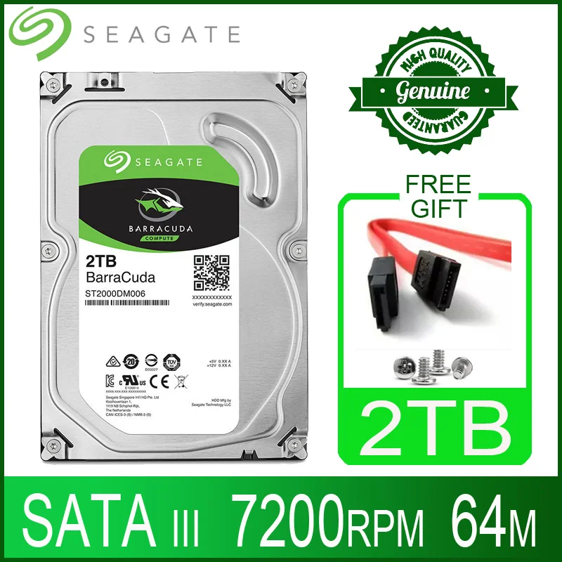 Seagate 2TB Hard Drive Disk HDD Desktop Internal HD 2000GB 2 TB Harddisk 7200RPM 64M 3.5" 6Gb/s Cache SATA III for PC Computer
Seagate 2TB Hard Drive Disk HDD Desktop Internal HD 2000GB 2 TB Harddisk 7200RPM 64M 3.5" 6Gb/s Cache SATA III for PC Computer