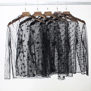 Soft Blouses Striped 1PC Black Dot Lace Blouses Shirt Star Long Sleeve Sexy Free Size Valentines Gift Black See-through
Soft Blouses Striped 1PC Black Dot Lace Blouses Shirt Star Long Sleeve Sexy Free Size Valentines Gift Black See-through