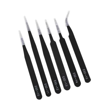 6Pcs/set Precision Tweezers Set Stainless Steel Anatomical Surgical Anti-Static Tweezers Repair Tool