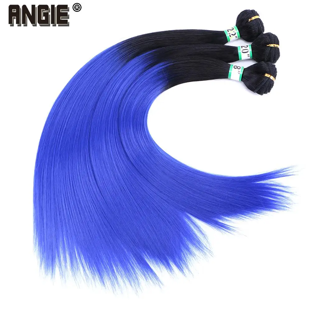 

Angie Synthetic Hair Weave Ombre Hair Bundle Black to Blue Silky Straight Hair Bundles Extensions For Women 18-22 Inch 3 Pieces