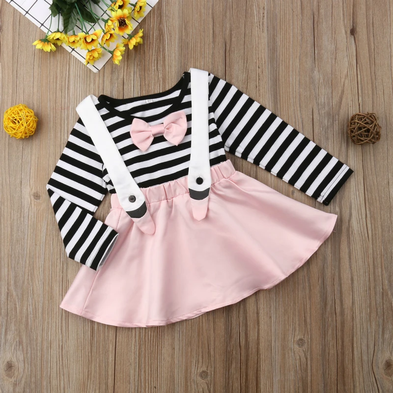 Pink Bow Girls Clothes Long Sleeve Striped T-shirt+Suspend Skirt Toddler Girl Clothes Princess Dress Party Baby Girl Clothes
Pink Bow Girls Clothes Long Sleeve Striped T-shirt+Suspend Skirt Toddler Girl Clothes Princess Dress Party Baby Girl Clothes