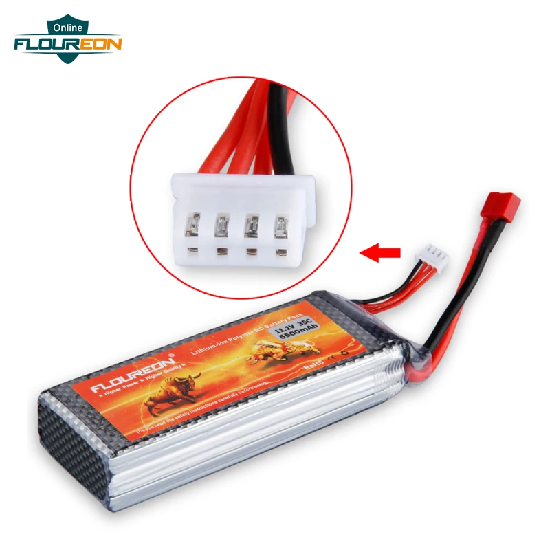 FLOUREON 11.1V 5500mAh 3S 35C Lipo RC Battery Deans for RC Helicopter RC Airplane RC Hobby
FLOUREON 11.1V 5500mAh 3S 35C Lipo RC Battery Deans for RC Helicopter RC Airplane RC Hobby