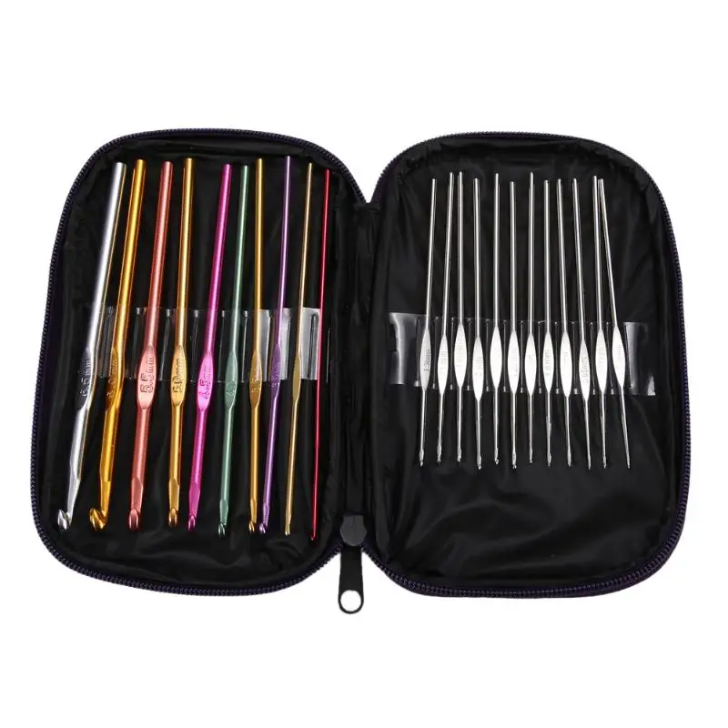 22pcs Multi Coloured Aluminium Crochet Hooks Knitting Needles Set Weave Craft with Bag Metal Sewing Accessories
22pcs Multi Coloured Aluminium Crochet Hooks Knitting Needles Set Weave Craft with Bag Metal Sewing Accessories