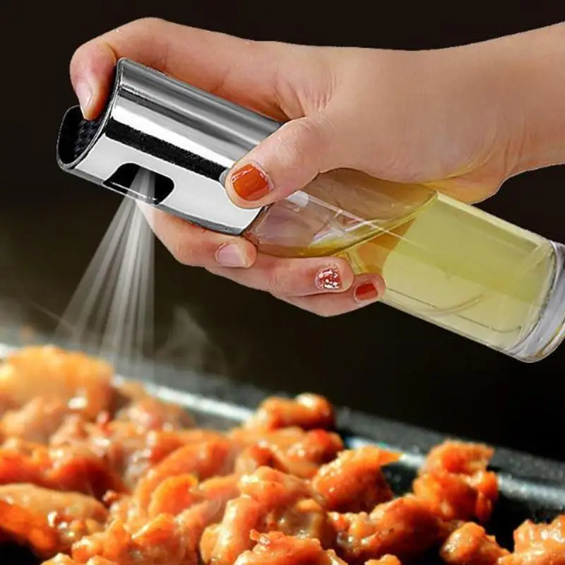 

100ML Stainless Steel Olive Oil Sprayer Oil Spray Bottle Glass Oil Pot Leak-proof Drops Oil Dispenser BBQ Kitchen Cooking Tools