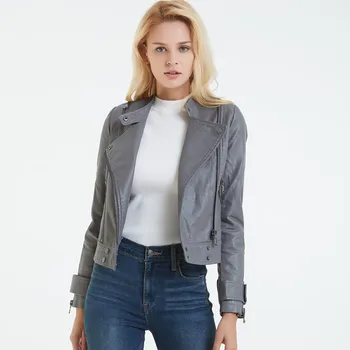 Gray Black Women PU Leather Jacket Short Motorcycle Jackets Woman Soft Faux Leather Coats Slim Biker Punk Coat Basic Cuir Femme
Gray Black Women PU Leather Jacket Short Motorcycle Jackets Woman Soft Faux Leather Coats Slim Biker Punk Coat Basic Cuir Femme