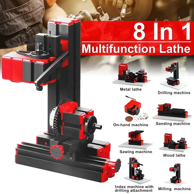 Becornce Mini Lathe Machine Torno Lathe DIY Tools 8 In 1 Motorized Transformer Woodworking Driller Plastic Metal Wood Lathes
Becornce Mini Lathe Machine Torno Lathe DIY Tools 8 In 1 Motorized Transformer Woodworking Driller Plastic Metal Wood Lathes