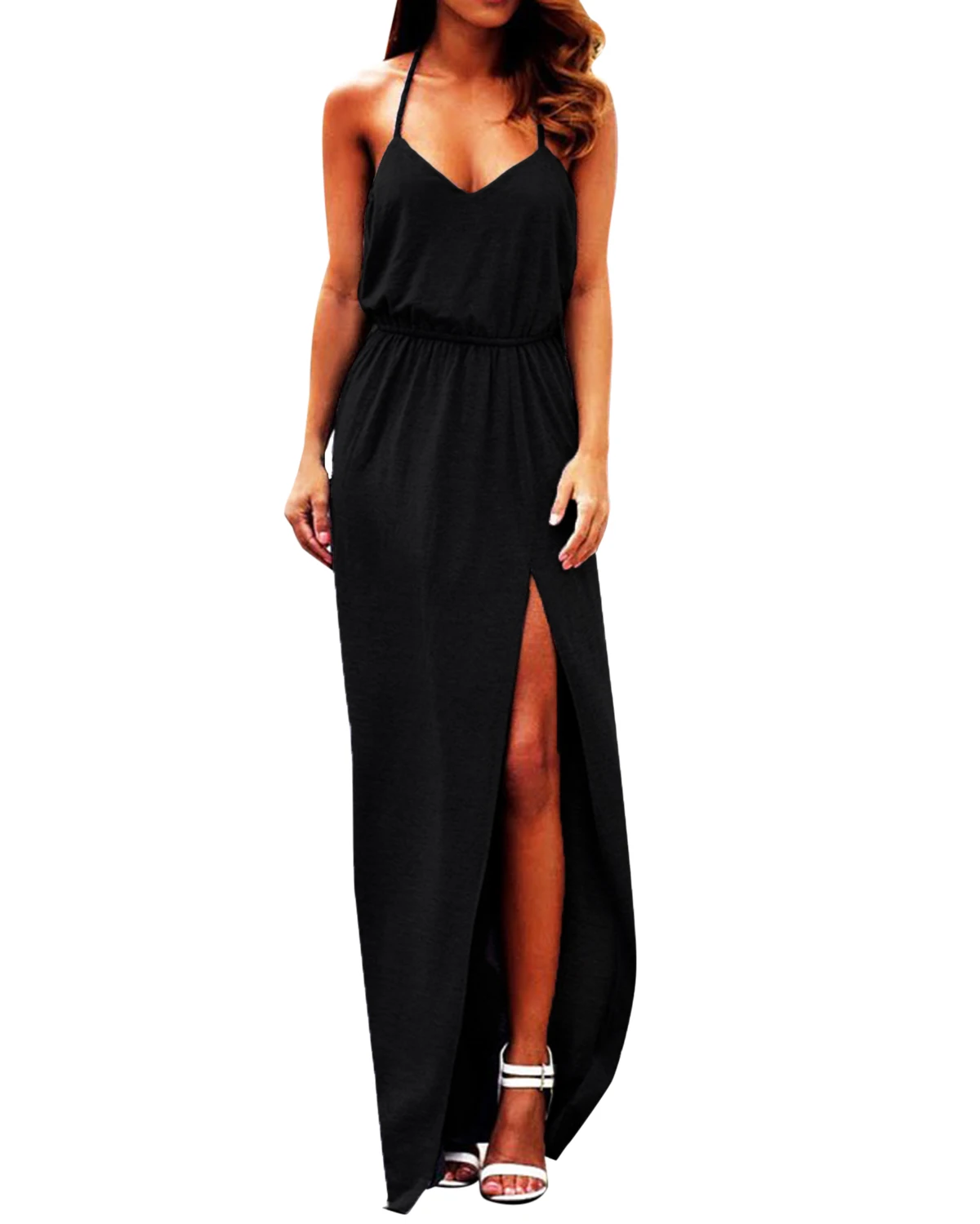 2019 Vintage Women Summer Sundress Solid Sleeveless Sexy Split Side Draped Spaghetti Strap V Neck Female Stright Maxi Long Dress
2019 Vintage Women Summer Sundress Solid Sleeveless Sexy Split Side Draped Spaghetti Strap V Neck Female Stright Maxi Long Dress