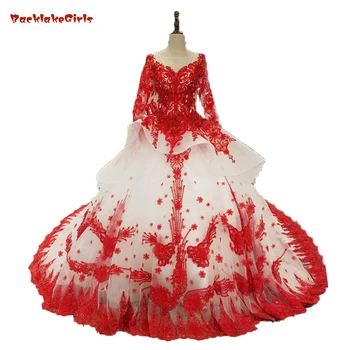 Wedding Dress 2018 The Bride Short Sleeve V neckline Luxury Red Lace Embroidery Long Sleeves Noble Ball Gown
Wedding Dress 2018 The Bride Short Sleeve V neckline Luxury Red Lace Embroidery Long Sleeves Noble Ball Gown