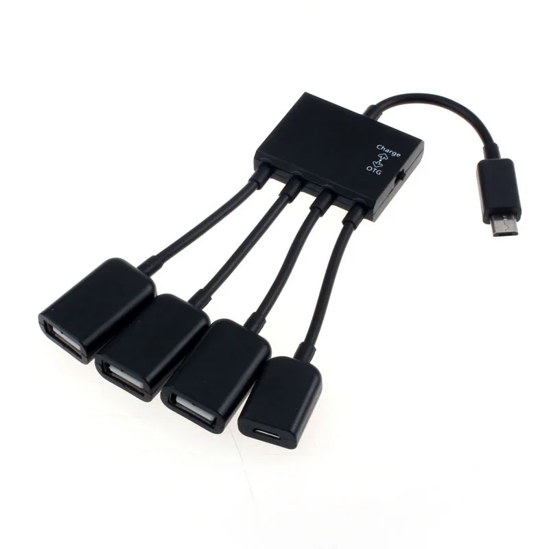 

2019 Hot Sale Fashion New Black 4 Port Micro USB Power Charging OTG HUB Cable for Smartphone Table Very Nice