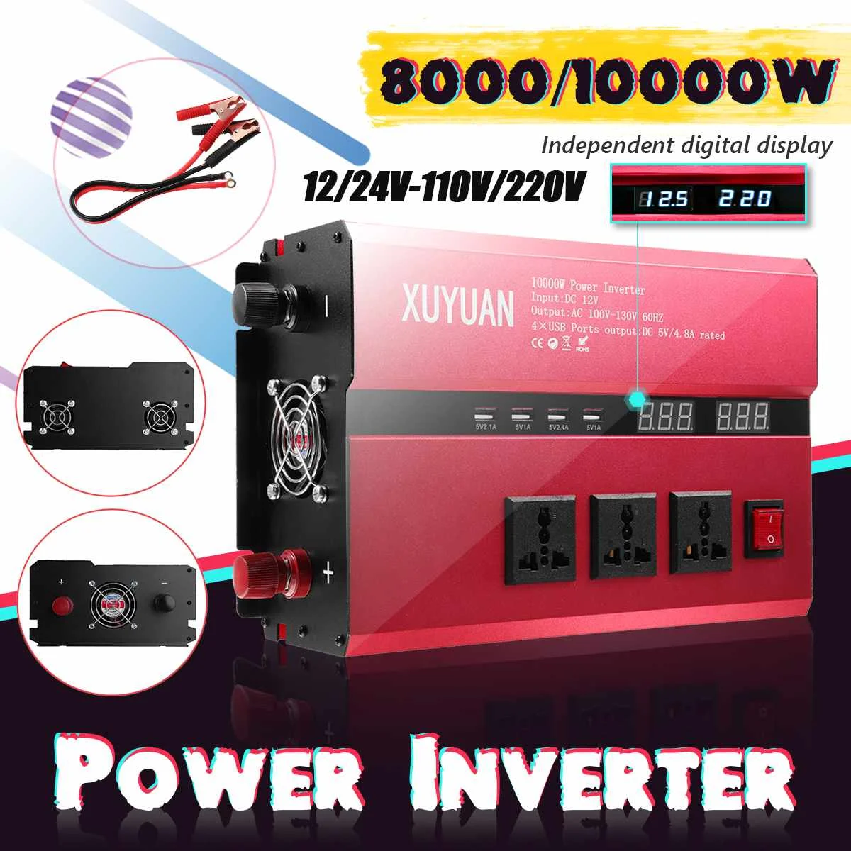 Mising Solar Power Inverter 10000W Power Sine Wave Converter DC 12V/24V To AC 220V
Mising Solar Power Inverter 10000W Power Sine Wave Converter DC 12V/24V To AC 220V