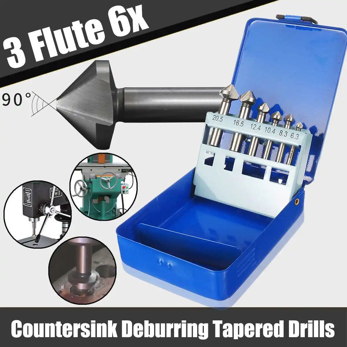 6Pcs 90° High Speed Steel Countersink Deburring Tapered Drills 3 Flute Taper Power Drills Hand Tool Bits
6Pcs 90° High Speed Steel Countersink Deburring Tapered Drills 3 Flute Taper Power Drills Hand Tool Bits