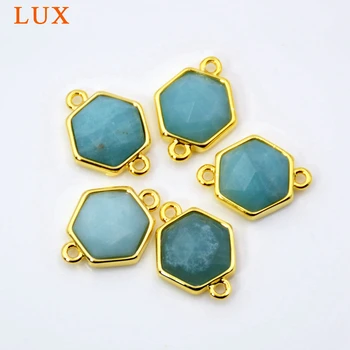 Amazon stone faceted Hexagon shape Gem stone connector gold bezel setting jewelry charms blue amazonium bracelet findings
Amazon stone faceted Hexagon shape Gem stone connector gold bezel setting jewelry charms blue amazonium bracelet findings