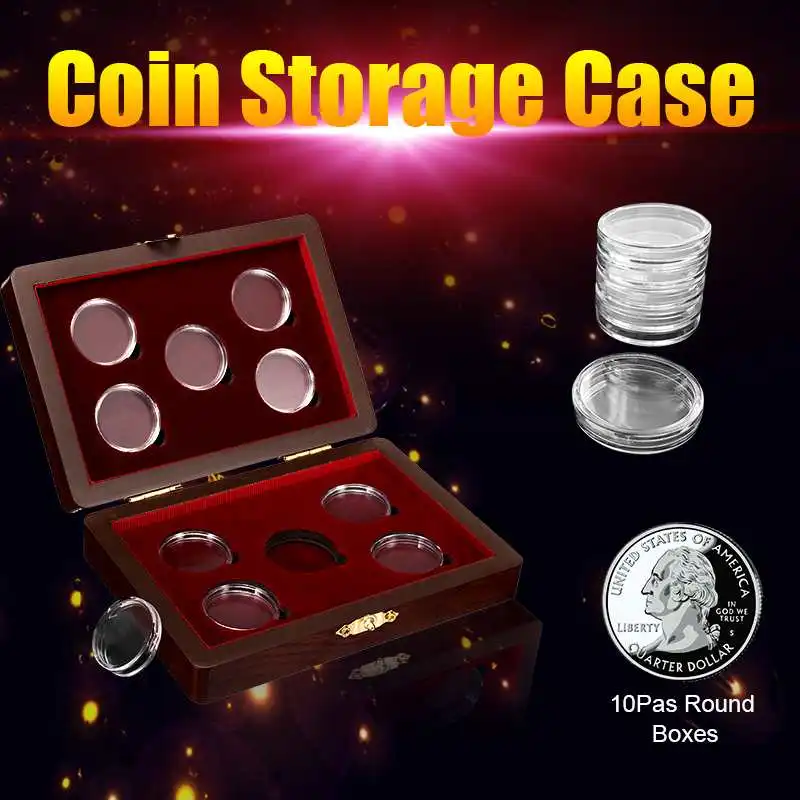 10 Coins Adjustable Wooden Case Display Coins Boxes Organizer Container Storage Holders Anniversary Collection Round Capsule
10 Coins Adjustable Wooden Case Display Coins Boxes Organizer Container Storage Holders Anniversary Collection Round Capsule