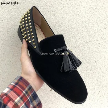 SHOOEGLE Men Smoking Shoes Rivets Studded Flats Sexy Fringed Loafers Spiked Patchwork Shoes Handmade Fashion Shoes Men 2019
SHOOEGLE Men Smoking Shoes Rivets Studded Flats Sexy Fringed Loafers Spiked Patchwork Shoes Handmade Fashion Shoes Men 2019