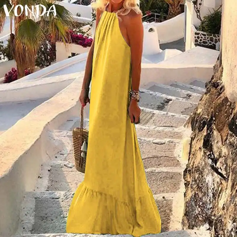 VONDA New Yellow Maxi Dress Women 2019 Bohemian Sexy Spaghetti Strap Party Halter Neck Summer Dresses Holiday Vestido Plus Size
VONDA New Yellow Maxi Dress Women 2019 Bohemian Sexy Spaghetti Strap Party Halter Neck Summer Dresses Holiday Vestido Plus Size