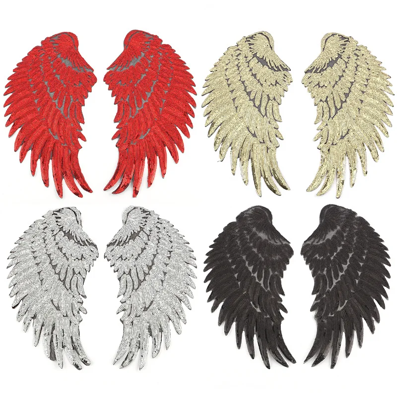 1Pair Gold Silver Red Black Large Feathers Wing Sequin Badge Iron On Embroidery Patches for Clothing Garment Appliques Accessory
1Pair Gold Silver Red Black Large Feathers Wing Sequin Badge Iron On Embroidery Patches for Clothing Garment Appliques Accessory
