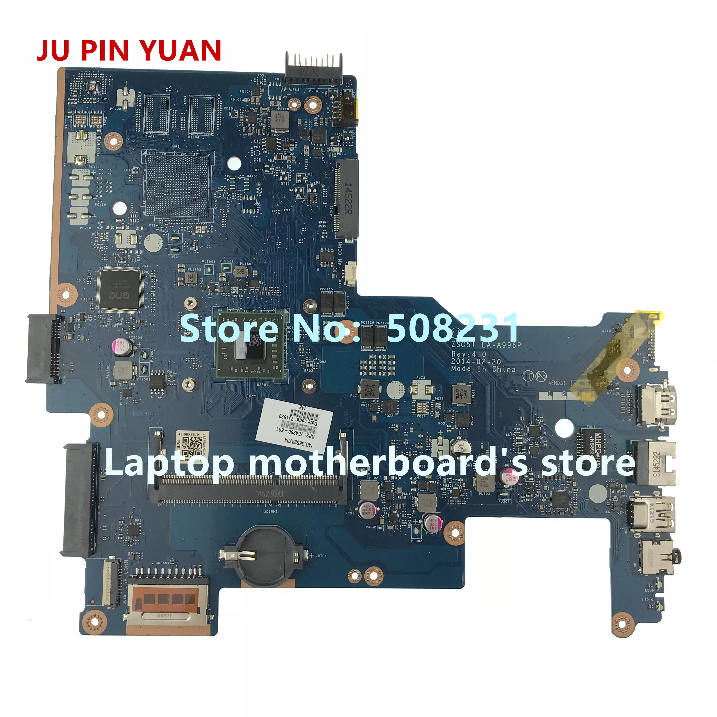 Материнская плата Ju pin yuan 764260-501 764260-001 для ноутбука HP 15-G ZS051 LA-A996P материнская A8-6410U