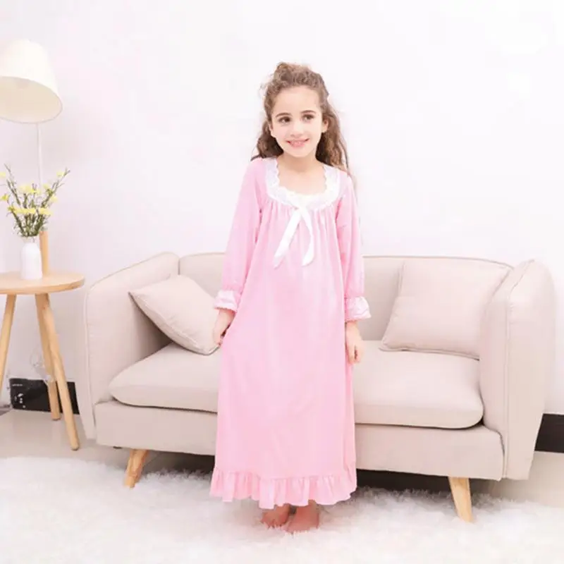 Spring Autumn Girls Long-Sleeved Cotton Loungewear Children Cute Bow Long Lace Princess Nightdress Pajamas Elegant And Beautiful
Spring Autumn Girls Long-Sleeved Cotton Loungewear Children Cute Bow Long Lace Princess Nightdress Pajamas Elegant And Beautiful