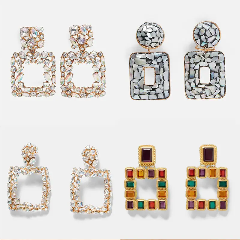 Flatfoosie Hot Bohemian Glass Crystal Drop Earrings for Women Square Pendant Jewelry Brand Design Shiny Wedding Dangle Earrings
Flatfoosie Hot Bohemian Glass Crystal Drop Earrings for Women Square Pendant Jewelry Brand Design Shiny Wedding Dangle Earrings