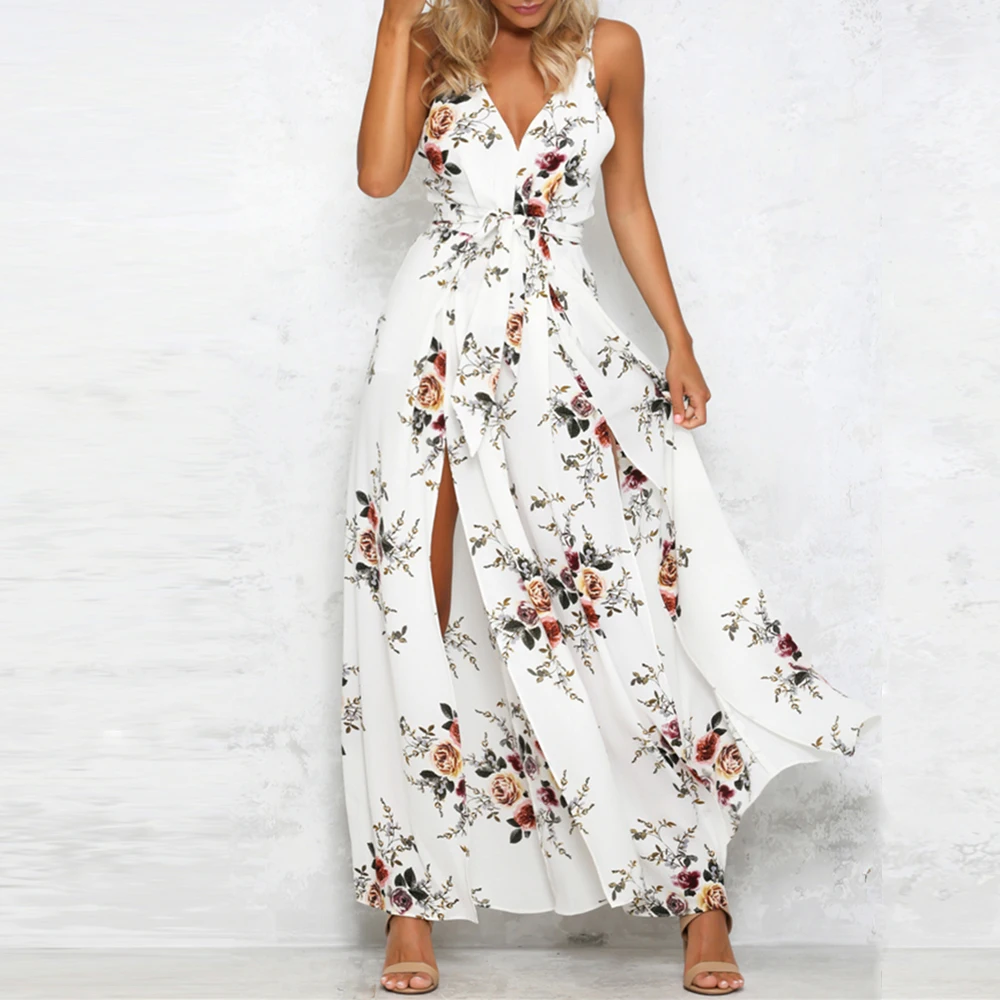 New Floral Print Boho Style Women Jumpsuits Sexy V Neck Sleeveless Backless Belts Split Summer Playsuits Casual Rompers White
New Floral Print Boho Style Women Jumpsuits Sexy V Neck Sleeveless Backless Belts Split Summer Playsuits Casual Rompers White