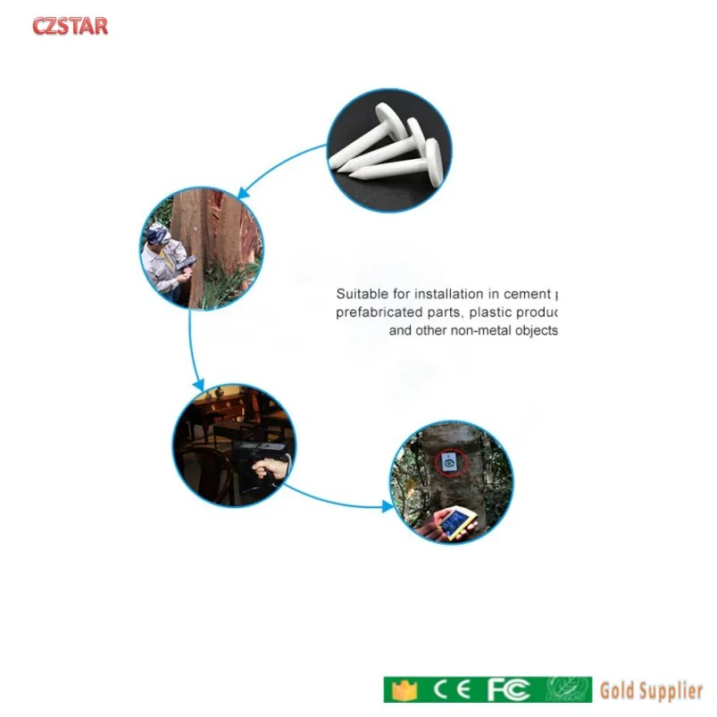 RFID Forestry wood tracking ABS UHF 860MHZ Passive Alien H3 Nails Smart Identification 13.56MHZ HF Nail Tags RFID Tree Tag
RFID Forestry wood tracking ABS UHF 860MHZ Passive Alien H3 Nails Smart Identification 13.56MHZ HF Nail Tags RFID Tree Tag