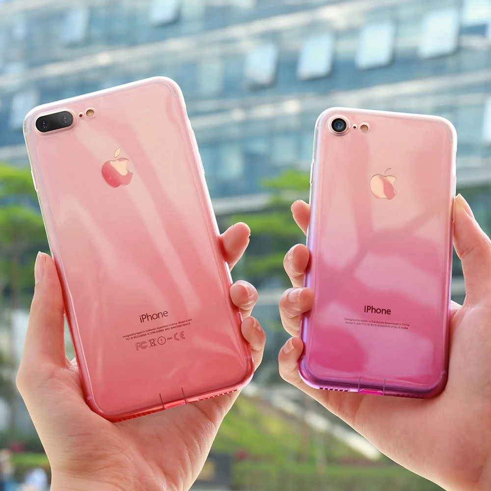 Мягкий цветной чехол KISSCASE для iPhone 7 8 Plus ультра тонкие прозрачные силиконовые