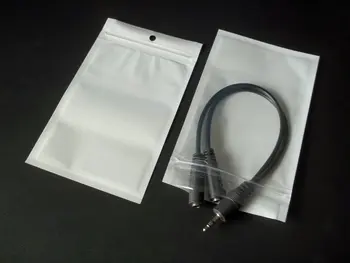 

1000pcs/lot 9*15cm Clear white Self Seal zipper Plastic Retail Package bag, Poly opp bag for USB cable packaging hang hole bag