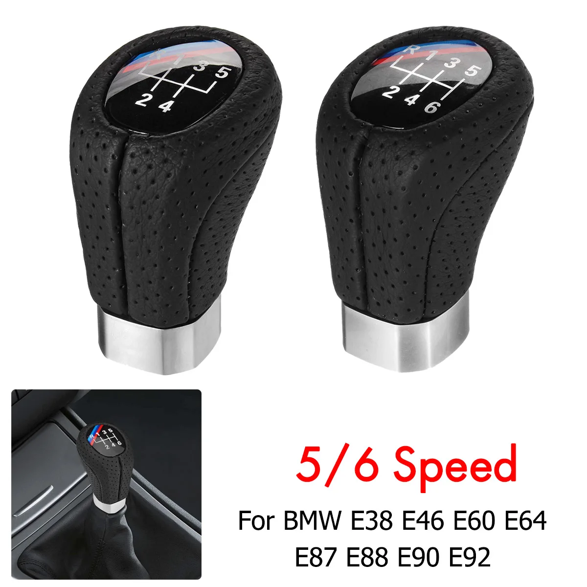 5 6 Speed PU Leather Gear Shift Knob With M Logo For BMW 1 3 5 6 Series E36 E38 E39 E46 E53 E60 E61 E63 
5 6 Speed PU Leather Gear Shift Knob With M Logo For BMW 1 3 5 6 Series E36 E38 E39 E46 E53 E60 E61 E63
