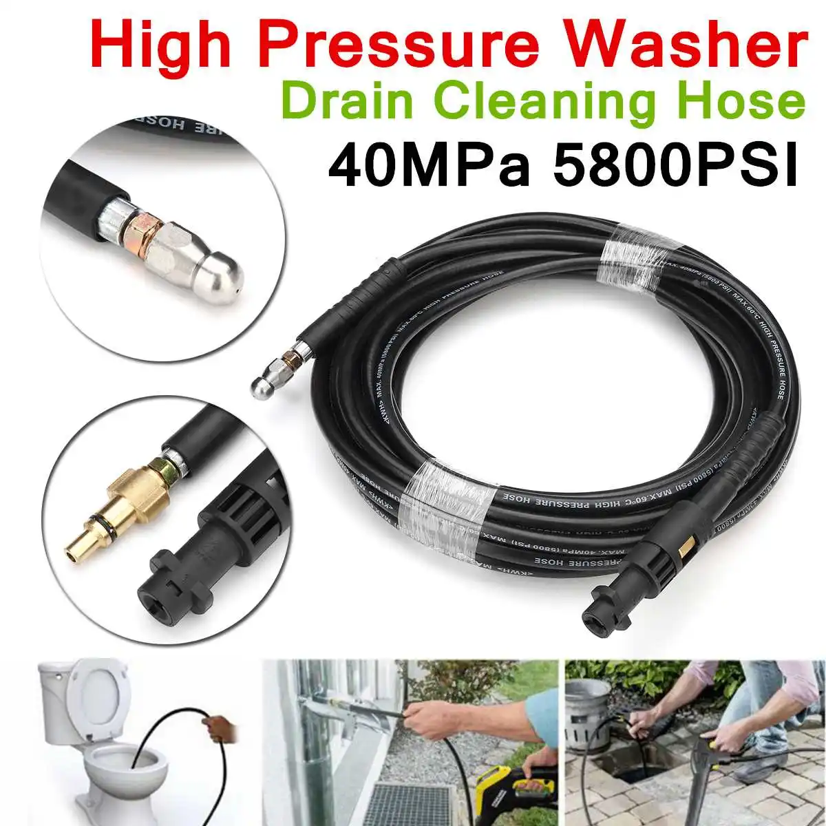 8/10/12/15m 40MPa 5800PSI High Pressure Washer Drain Cleaning Hose Set Pipe Cleaner for Cleaning Ppipes Drains Downspouts
8/10/12/15m 40MPa 5800PSI High Pressure Washer Drain Cleaning Hose Set Pipe Cleaner for Cleaning Ppipes Drains Downspouts