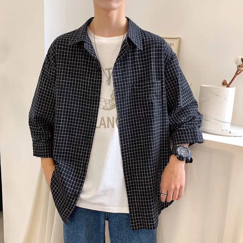 Summer New Dress Shirt Men Fashion Casual Plaid Shirt Man Streetwear Wild Hip Hop Loose Seven-point Sleeve Shirt Male Clothes
Summer New Dress Shirt Men Fashion Casual Plaid Shirt Man Streetwear Wild Hip Hop Loose Seven-point Sleeve Shirt Male Clothes