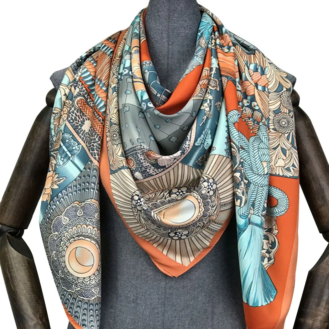 Women Fashion Square Silk Scarf Foulard Printed Bandana Ladies Shawl Hijab Elegant Headband Ring Scarves Wraps 130*130cm
Women Fashion Square Silk Scarf Foulard Printed Bandana Ladies Shawl Hijab Elegant Headband Ring Scarves Wraps 130*130cm