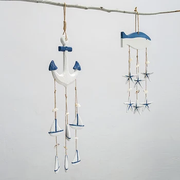 

Mediterranean Starfish Hung Fish Nautical Decor Hang Wood Fish/Decorated Small Adorn Crafts Marine Pendant For Kid Room