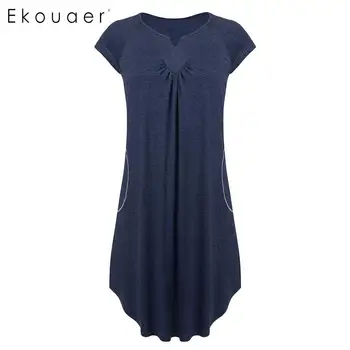 Ekouaer Women Plus Size Nightgown Summer Sleepwear Pleated V-Neck Short Sleeve Loose Sleeping Dress Homewear Nightdress
Ekouaer Women Plus Size Nightgown Summer Sleepwear Pleated V-Neck Short Sleeve Loose Sleeping Dress Homewear Nightdress