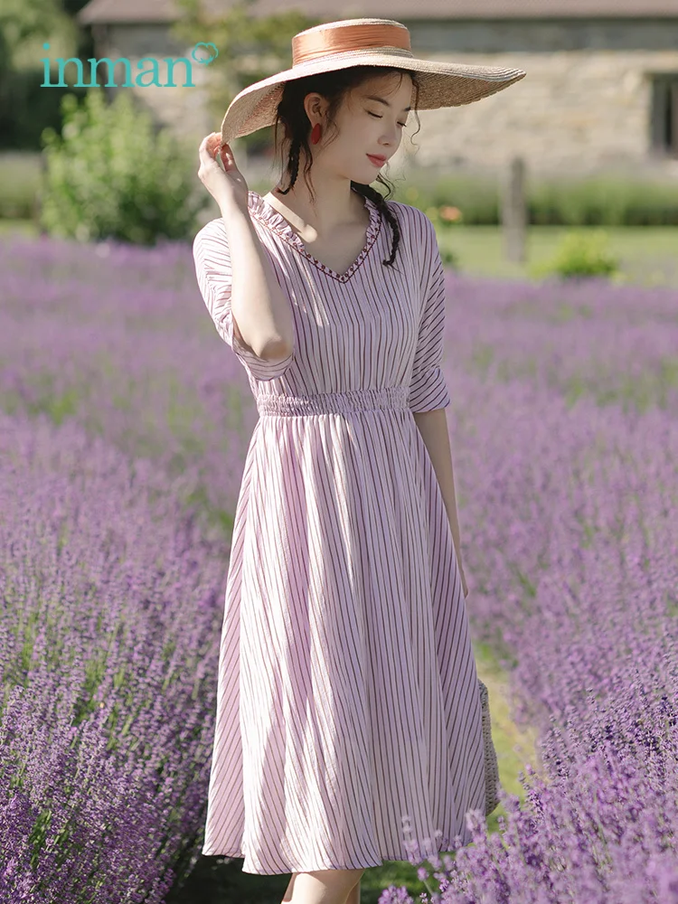 INMAN 2019 Summer New Arrival Lace V-neck Pretty Flare Sleeve Half Sleeve Defined Waist Striped Literary Women Dress
INMAN 2019 Summer New Arrival Lace V-neck Pretty Flare Sleeve Half Sleeve Defined Waist Striped Literary Women Dress