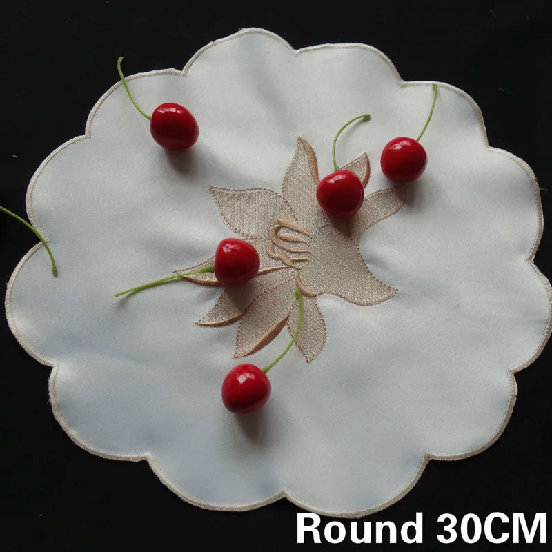Modern Satin Delicate Embroidery Flowers Round Coffee Mug Coaster Western Placemat Wedding Home Kitchen Dining Table Decoration
Modern Satin Delicate Embroidery Flowers Round Coffee Mug Coaster Western Placemat Wedding Home Kitchen Dining Table Decoration
