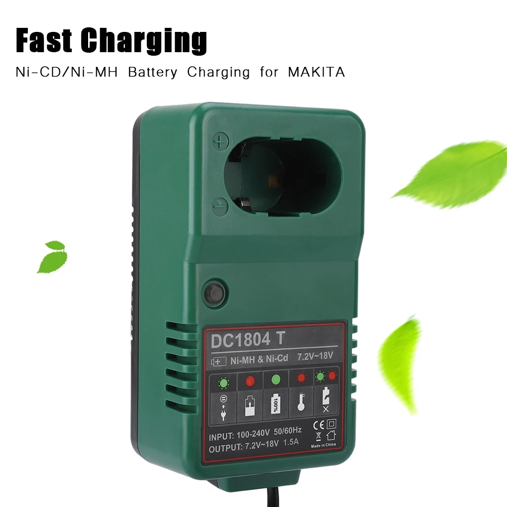 Multi-level Protections Ni-MH Battery Charger DC 7.2V-18.0V MAX 1.5A Ni-MH Charger for MAKITA for 6010D 6261D 6226DWE 6270D 6270
Multi-level Protections Ni-MH Battery Charger DC 7.2V-18.0V MAX 1.5A Ni-MH Charger for MAKITA for 6010D 6261D 6226DWE 6270D 6270